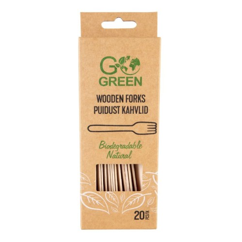 Koka dakšiņas Go Green 20 gab./ 0,07kg Koka dakšiņas Go Green 20 gab./ 0,07kg