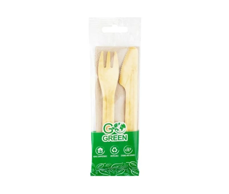 Kompostitavate lauanõude komplekt (kahvel, nuga, salvrätik) Go Green / 0,02kg Kompostitavate lauanõude komplekt (kahvel, nuga, salvrätik) Go Green / 0,02kg