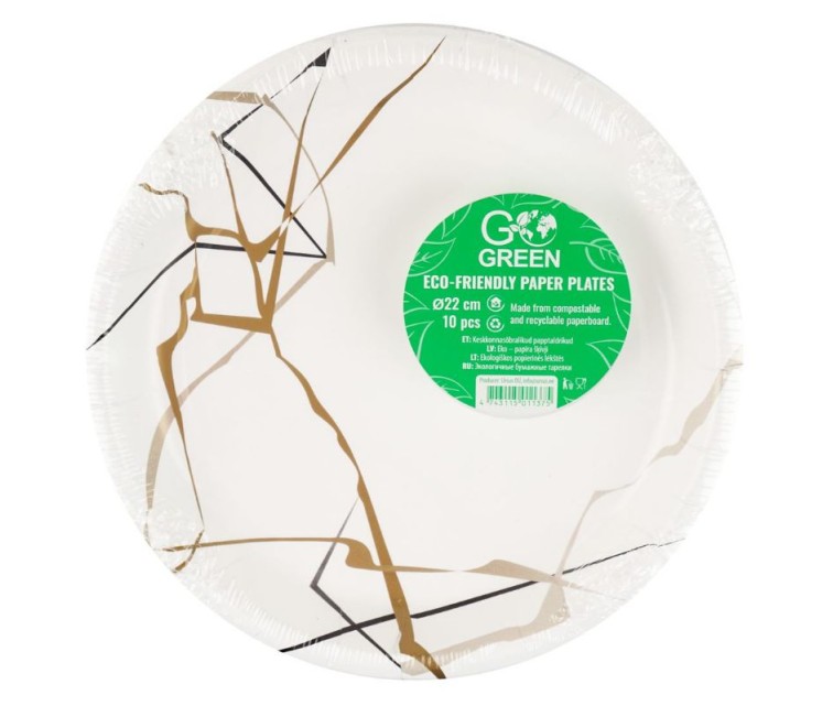 Ekoloģiski papīra šķīvji Marble Go Green Ø22cm 10 gab./ 0,11kg