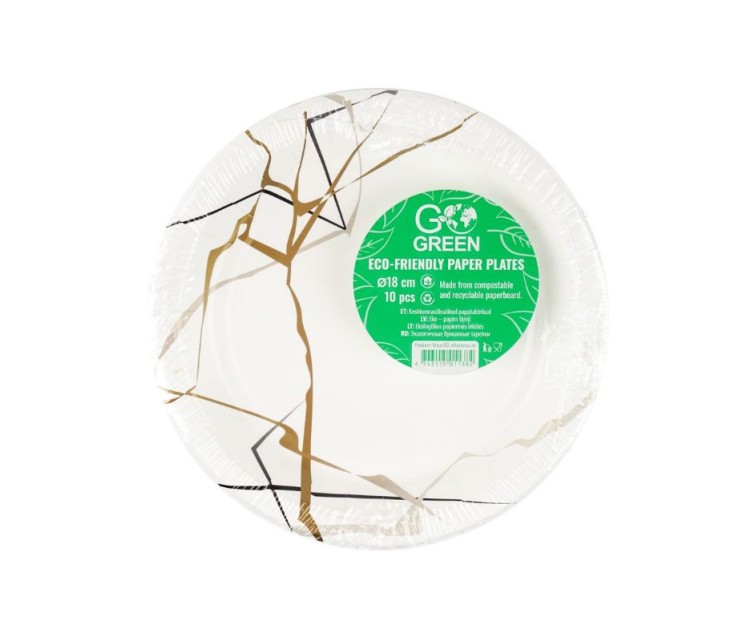 Eco-friendly paper plates Marble Go Green Ø18cm 10 pcs / 0,07kg