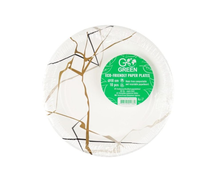 Ekoloģiski papīra šķīvji Marble Go Green Ø18cm 10 gab./ 0,07kg