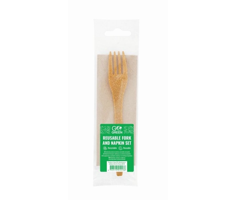 Reusable fork and napkin set Go Green