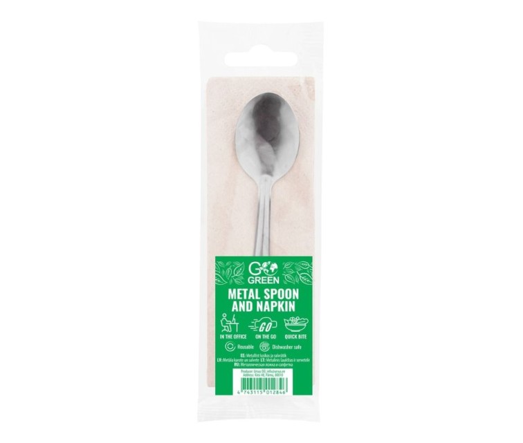 Metal spoon and napkin set Go Green