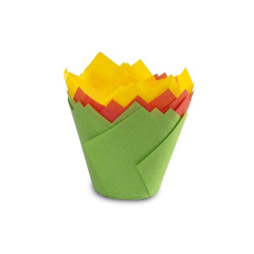 Tulip shaped paper cupcake tins 12 pcs coloured Easy Bake Ø 7.5 x 8 cm Tulip shaped paper cupcake tins 12 pcs coloured Easy Bake Ø 7.5 x 8 cm