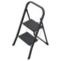 Folding step bench K44 StandardLine / steel / 2 steps, safety handle / black