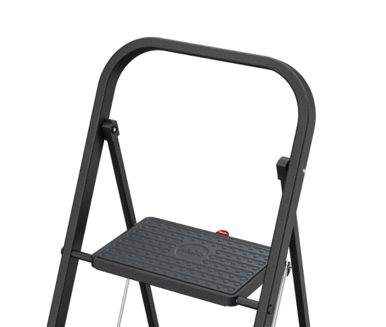 Folding step bench K44 StandardLine / steel / 2 steps, safety handle / black