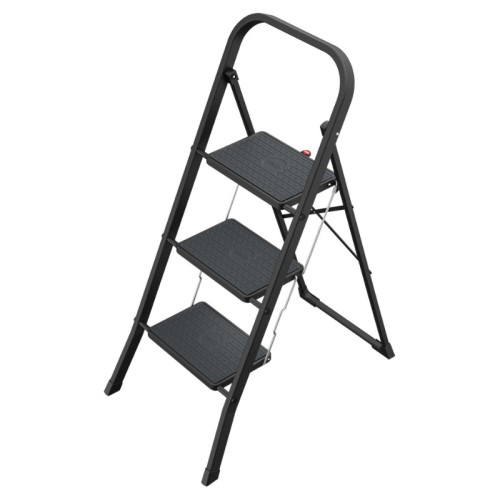 Pakāpienu soliņš salokāms K44 StandardLine / tērauda / 3 pakāpieni, drošības rokturis / melns Pakāpienu soliņš salokāms K44 StandardLine / tērauda / 3 pakāpieni, drošības rokturis / melns