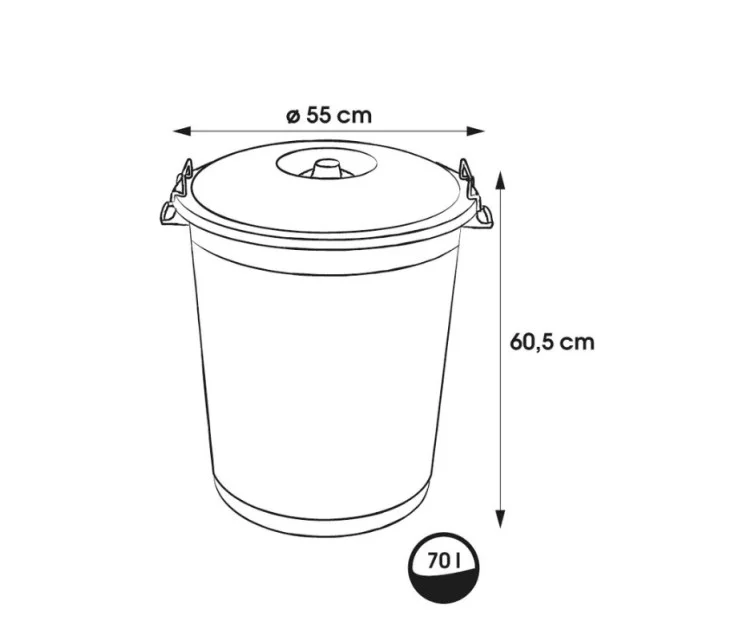 Prügikast Mega 70L Hugo Ø55x60,5cm tumeroheline Prügikast Mega 70L Hugo Ø55x60,5cm tumeroheline