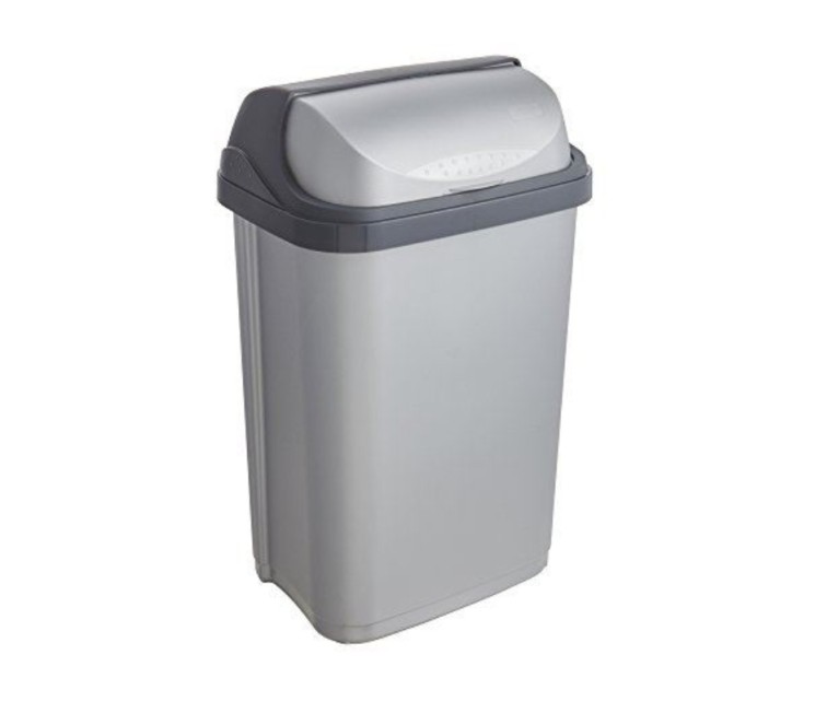 Atkritumu spainis ar rotējošu vāku 25L Rasmus 34x26x54cm gaiša sudraba krāsā Atkritumu spainis ar rotējošu vāku 25L Rasmus 34x26x54cm gaiša sudraba krāsā