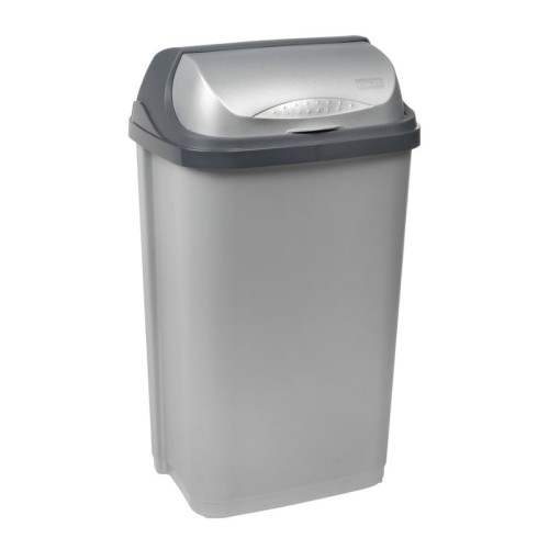 Atkritumu spainis ar rotējošu vāku 50L Rasmus 39x29,5x67,5cm gaiša sudraba krāsā Atkritumu spainis ar rotējošu vāku 50L Rasmus 39x29,5x67,5cm gaiša sudraba krāsā