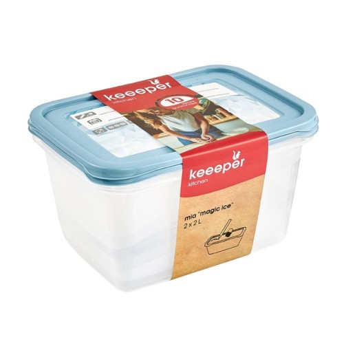 Toidupakendite komplekt ristkülikukujuline 2x2L Mia "Magic Ice" läbipaistev/sinine Toidupakendite komplekt ristkülikukujuline 2x2L Mia "Magic Ice" läbipaistev/sinine