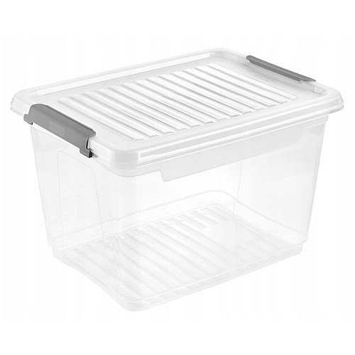 Kaste ar vāku clipbox Leonie 37,5x28,5x23,5cm 16,6L caurspīdīga 