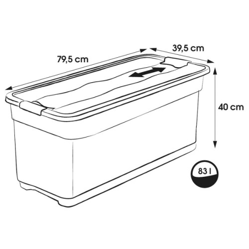 Box with lid crystalbox Cornelia 79,5x39,5x40cm 83L transparent