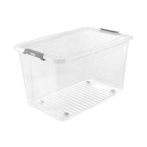 Kaste ar vāku uz ritenīšiem clipbox Leo 59x38x35,5cm 56L caurspīdīga Kaste ar vāku uz ritenīšiem clipbox Leo 59x38x35,5cm 56L caurspīdīga