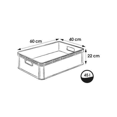 Transport box with load capacity up to 60kg Robert 60x40x22cm 45L grey Transport box with load capacity up to 60kg Robert 60x40x22cm 45L grey
