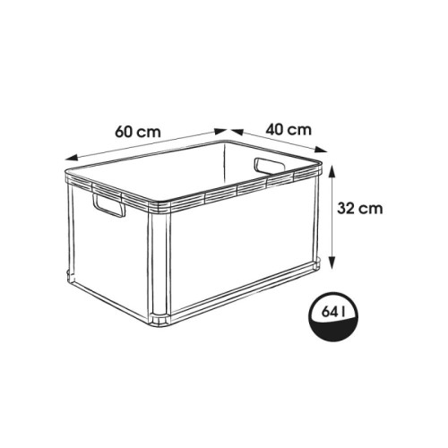 Transport box with load capacity up to 60kg Robert 60x40x32cm 64L grey Transport box with load capacity up to 60kg Robert 60x40x32cm 64L grey
