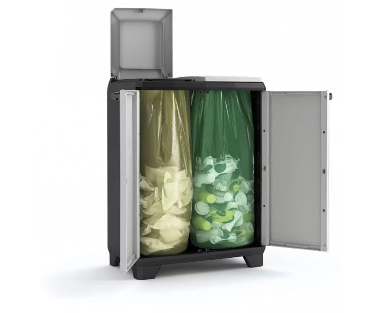 Atliekų rūšiavimo sistema "Split Premium" 110L Perdirbimo sistema 68x39x92cm pilka/juoda Atliekų rūšiavimo sistema "Split Premium" 110L Perdirbimo sistema 68x39x92cm pilka/juoda