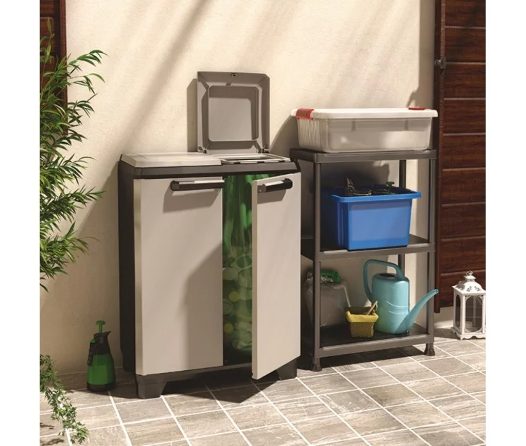 Atliekų rūšiavimo sistema "Split Premium" 110L Perdirbimo sistema 68x39x92cm pilka/juoda Atliekų rūšiavimo sistema "Split Premium" 110L Perdirbimo sistema 68x39x92cm pilka/juoda