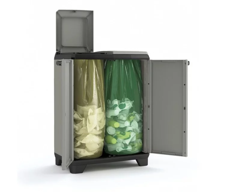 Atkritumu šķirošanas sistēma Planet 110L Recycling system 68x39x92cm pelēka/melna Atkritumu šķirošanas sistēma Planet 110L Recycling system 68x39x92cm pelēka/melna