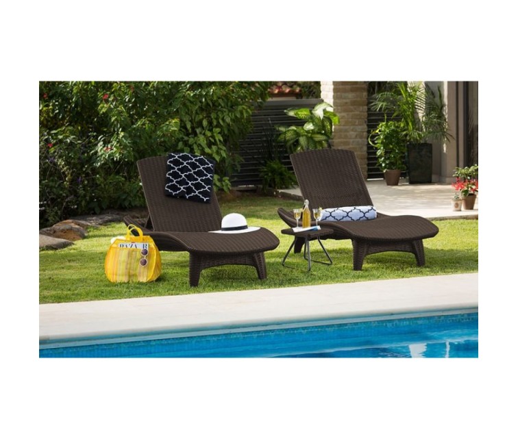 Sun loungers Pacific set 2 pcs + table brown