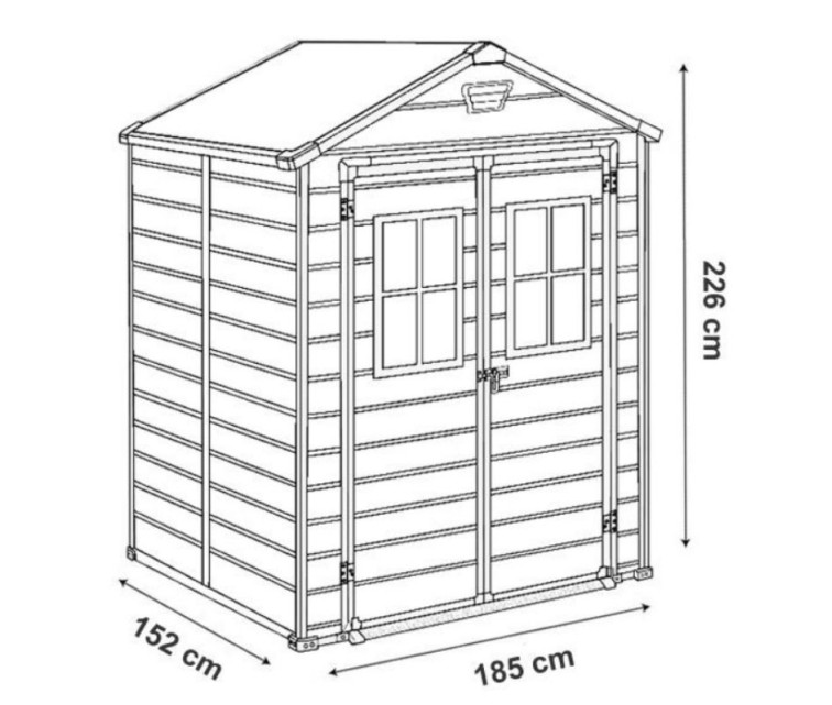 Садовый сарай Manor 6x5 DD (с 2 окнами спереди) темно-серый