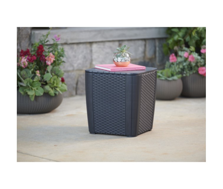 Garden table/storage box Luzon Flat Wicker, grey