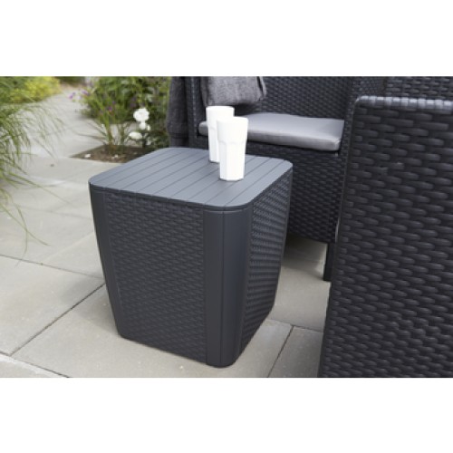 Garden table/storage box Luzon Flat Wicker, grey Garden table/storage box Luzon Flat Wicker, grey