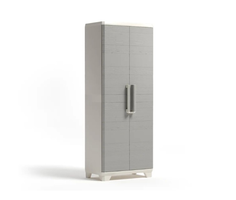 Skapis Linear Wood Tall Cabinet 68x39x173cm gaiši bēšs/gaiši pelēks