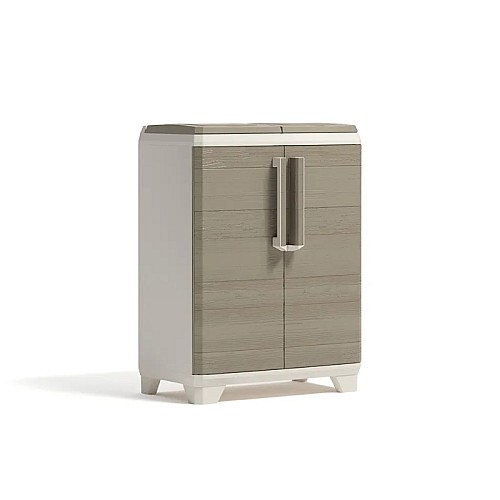 Waste sorting system Split Premium Wood 110L Recycling system 68x39x92cm light beige/light gray