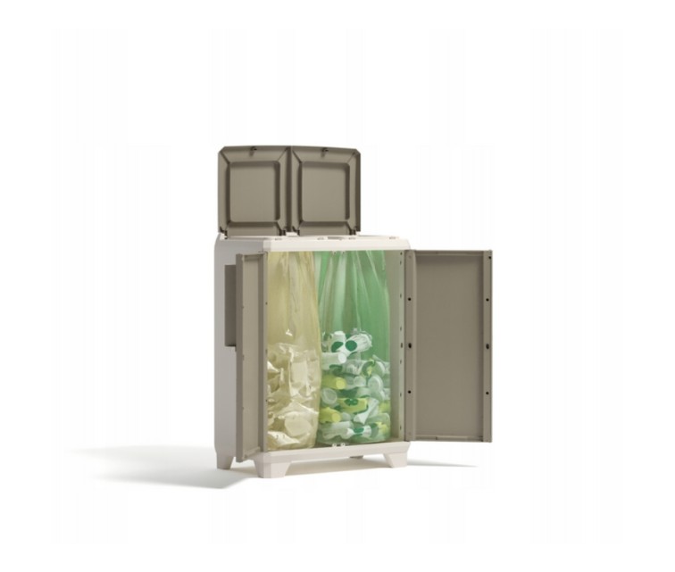 Atkritumu šķirošanas sistēma Split Premium Wood 110L Recycling system 68x39x92cm gaiši bēšs/gaiši pelēks