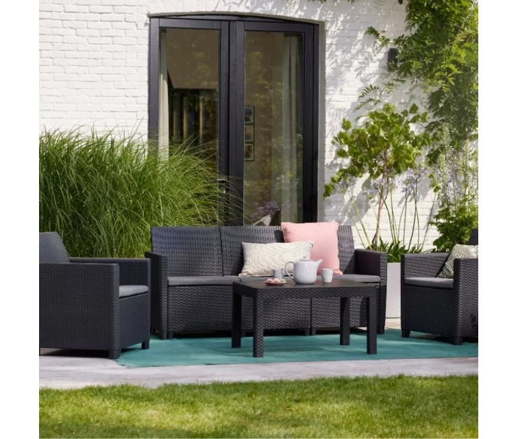 Комплект садовой мебели Claire 5 Seater Set со столом Orlando серый Комплект садовой мебели Claire 5 Seater Set со столом Orlando серый