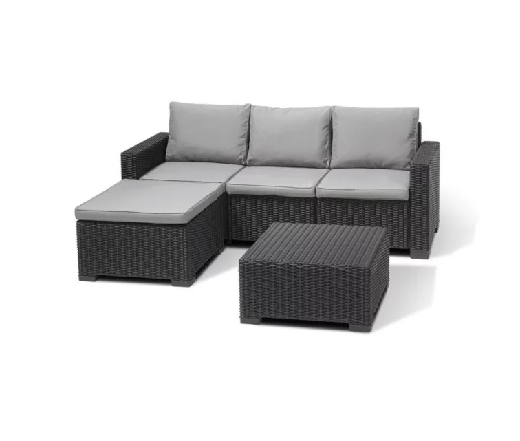 Угловой диван и столик California Chaise Lounge серый