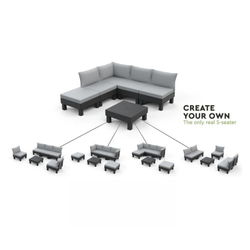 Trivietė sodo sofa „Elements“ pilka/šviesiai pilka Trivietė sodo sofa „Elements“ pilka/šviesiai pilka