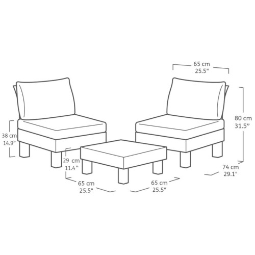 Sodo baldų komplektas Elements Balcony Set pilka/šviesiai pilka