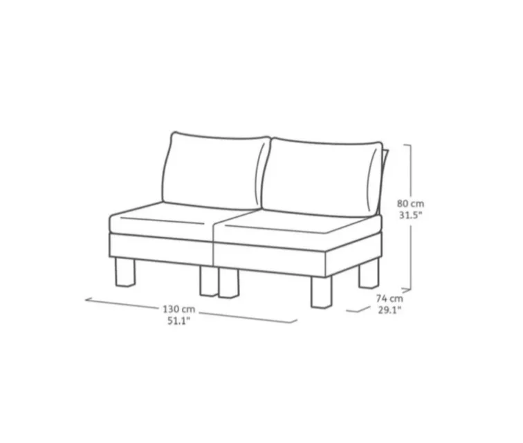 Садовый диван двухместный Elements 2 Seater серый/светло-серый