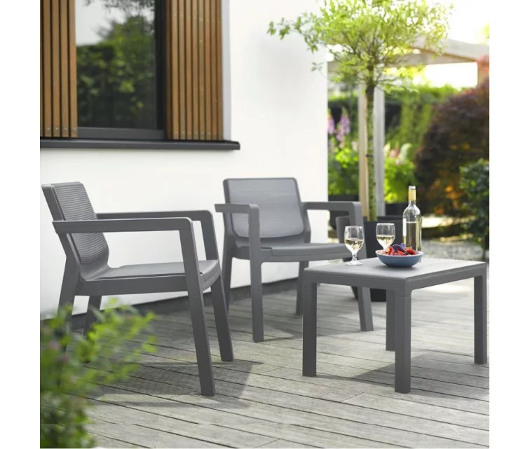 Комплект садовой мебели Emily Balcony Set с подушками серый Комплект садовой мебели Emily Balcony Set с подушками серый