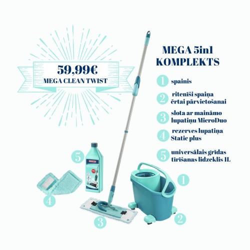 LEIFHEIT MEGA komplekts Clean Twist M Ergo LEIFHEIT MEGA komplekts Clean Twist M Ergo