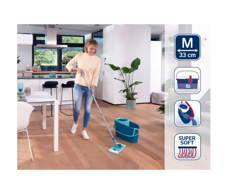 LEIFHEIT Floor Cleaning Set Clean Twist M Ergo + gr. mazg. to. Power Cleaner 1L