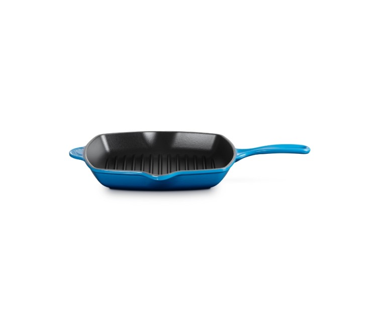 Cast iron grill pan square 26x26cm blue