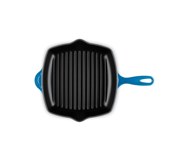 Cast iron grill pan square 26x26cm blue