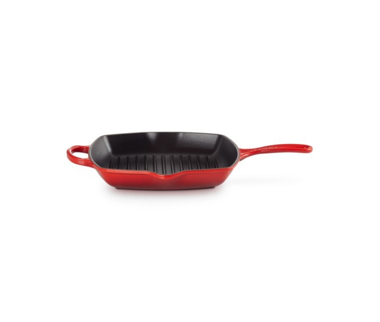 Cast iron grill pan square 26x26cm red