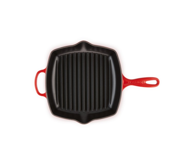 Cast iron grill pan square 26x26cm red