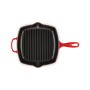 Cast iron grill pan square 26x26cm red