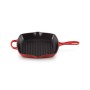 Cast iron grill pan square 26x26cm red