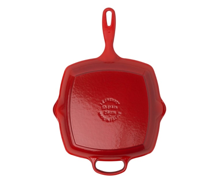 Cast iron grill pan square 26x26cm red