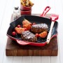 Cast iron grill pan square 26x26cm red