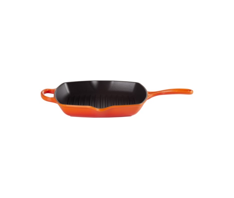 Cast iron grill pan square 26x26cm orange