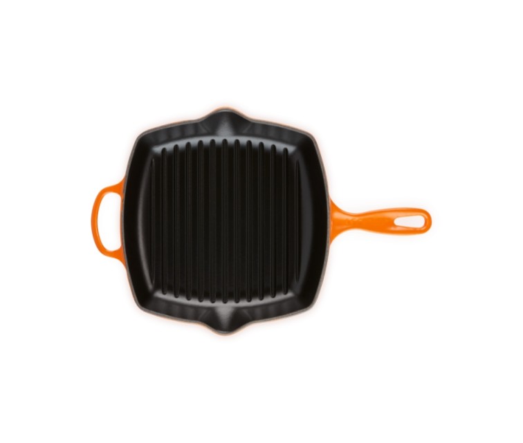 Cast iron grill pan square 26x26cm orange