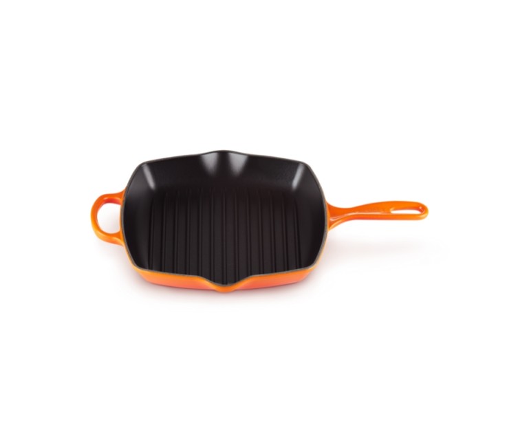 Cast iron grill pan square 26x26cm orange