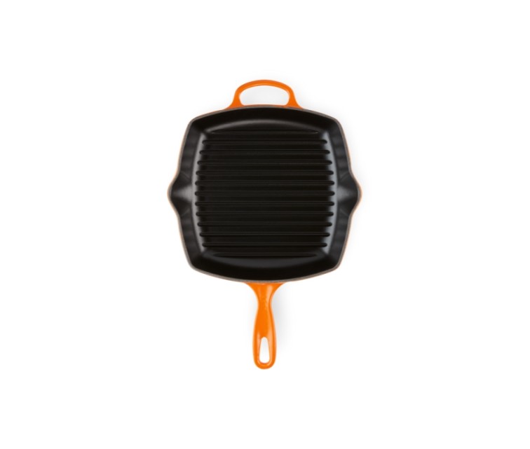 Cast iron grill pan square 26x26cm orange